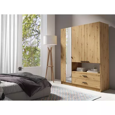 Šatníková skriňa so zrkadlom 159 cm CALARCA - dub artisan