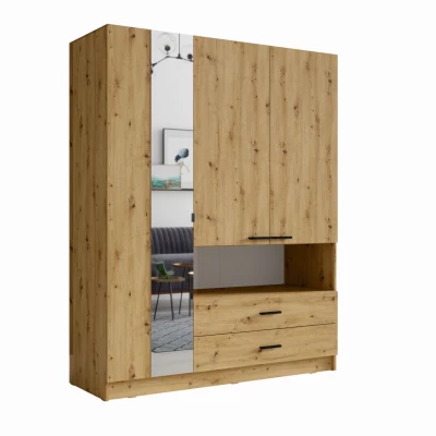 Šatníková skriňa so zrkadlom 159 cm CALARCA - dub artisan
