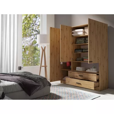 Šatníková skriňa so zrkadlom 159 cm CALARCA - dub artisan