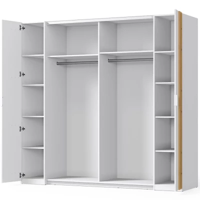 Veľká zrkadlová šatníková skriňa 220 cm TURBO - dub artisan / biela