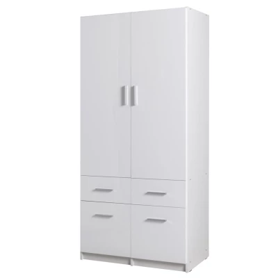 Kombinovaná šatníková skriňa 92 cm FUNZA 3 - alpská biela / lesklá biela