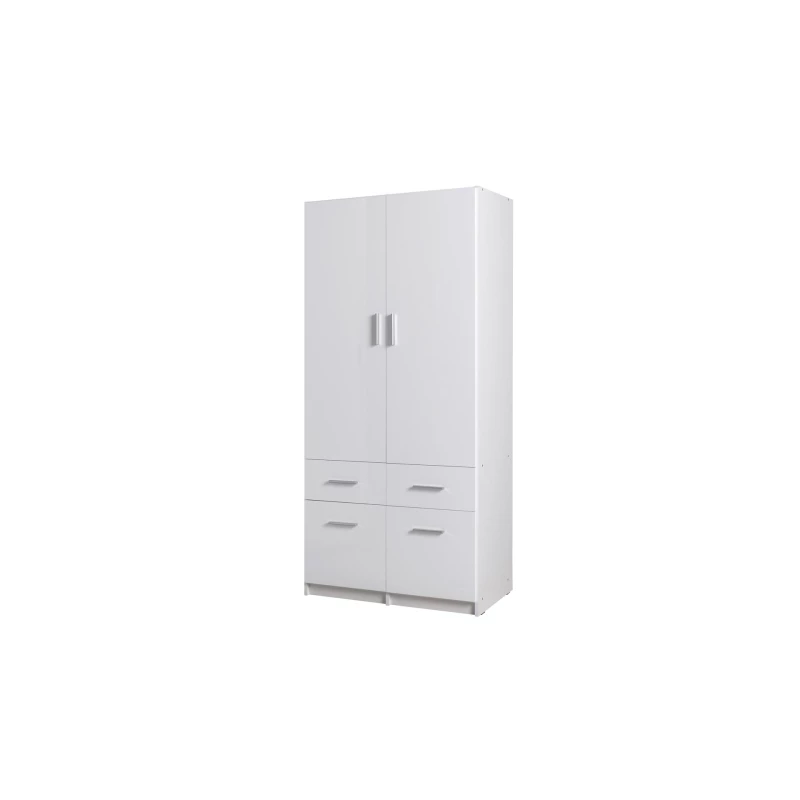 Kombinovaná šatníková skriňa 92 cm FUNZA 3 - alpská biela / lesklá biela