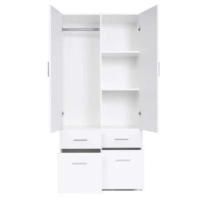 Kombinovaná šatníková skriňa 92 cm FUNZA 3 - alpská biela / lesklá biela