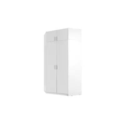 Nadstavba na rohovú šatníkovú skriňu 117 cm FUNZA 5 - alpská biela / lesklá biela