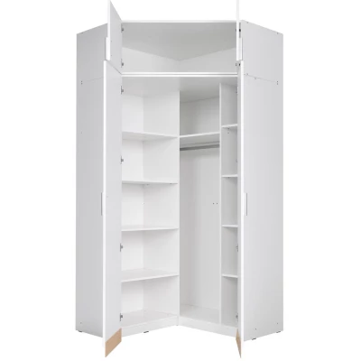 Nadstavba na rohovú šatníkovú skriňu 117 cm FUNZA 5 - alpská biela / lesklá biela