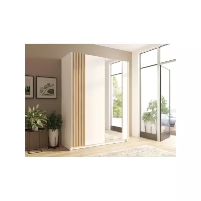 Šatníková skriňa so zrkadlom 151 cm YUMBO - dub artisan / biela