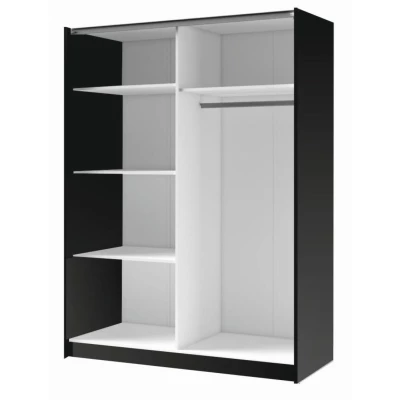 Široká šatníková skriňa so zrkadlom 203 cm YUMBO - dub artisan / čierna