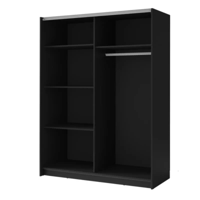 Šatníková skriňa so zrkadlom 150 cm BUGA - dub artisan / čierna