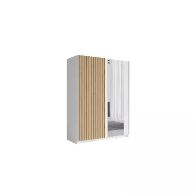 Šatníková skriňa so zrkadlom 150 cm BUGA - dub artisan / biela