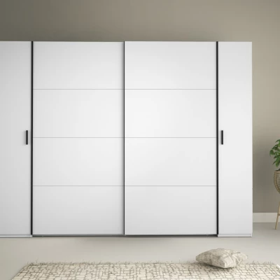 Veľká šatníková skriňa 270 cm GIRADOT - biela / čierne úchyty
