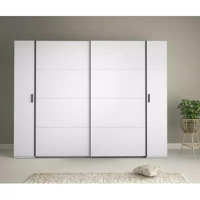 Veľká šatníková skriňa 270 cm GIRADOT - biela / čierne úchyty