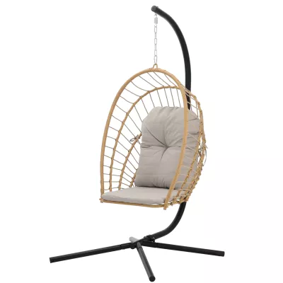 Skladacie záhradné hojdacie kreslo LAMBROS - hnedé / čierne / šedé