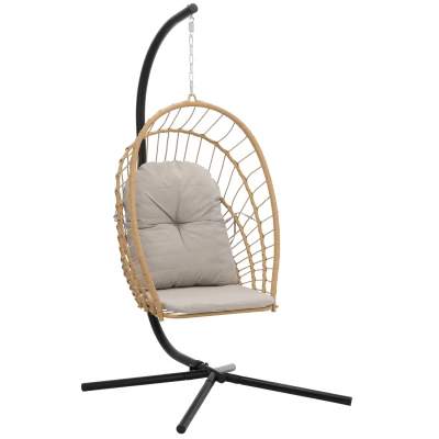 Skladacie záhradné hojdacie kreslo LAMBROS - hnedé / čierne / šedé