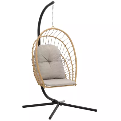 Skladacie záhradné hojdacie kreslo LAMBROS - hnedé / čierne / šedé