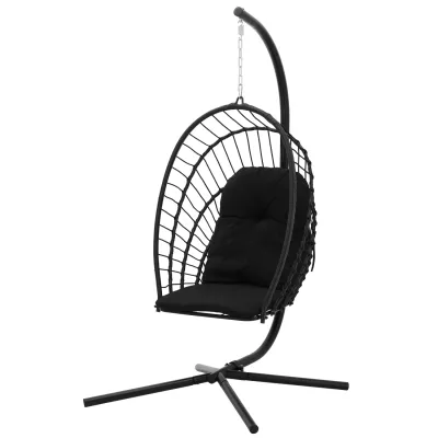 Skladacie záhradné hojdacie kreslo LAMBROS - čierne