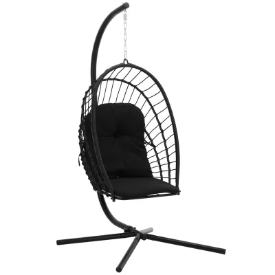 Skladacie záhradné hojdacie kreslo LAMBROS - čierne