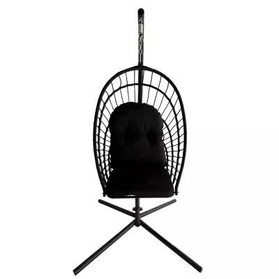 Skladacie záhradné hojdacie kreslo LAMBROS - čierne