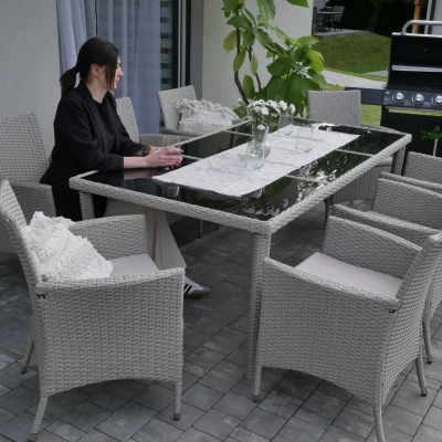 Veľká ratanová záhradná zostava CHANEL - šedá