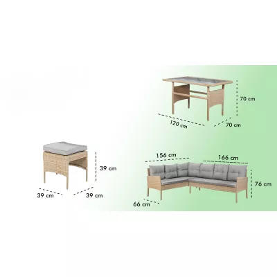Rohový záhradný nábytok ARIANA - béžový / šedý