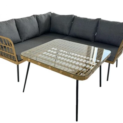 Rohový záhradný set CHANEL - hnedý / čierny / šedý Rohový záhradný set CHANEL - hnedý / čierny / šedý