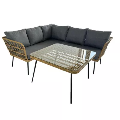 Rohový záhradný set CHANEL - hnedý / čierny / šedý