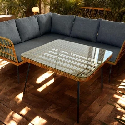 Rohový záhradný set CHANEL - hnedý / čierny / šedý Rohový záhradný set CHANEL - hnedý / čierny / šedý