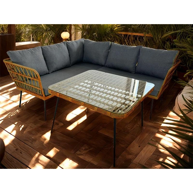 Rohový záhradný set CHANEL - hnedý / čierny / šedý Rohový záhradný set CHANEL - hnedý / čierny / šedý