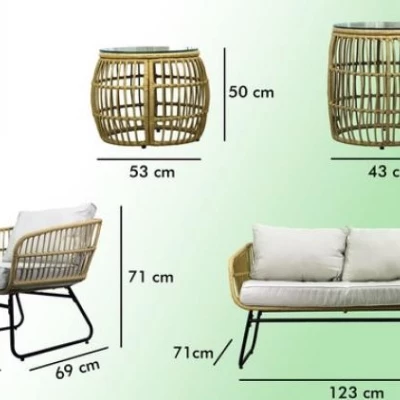 Zostava záhradného nábytku CHANEL - hnedá / čierna / šedá Zostava záhradného nábytku CHANEL - hnedá / čierna / šedá