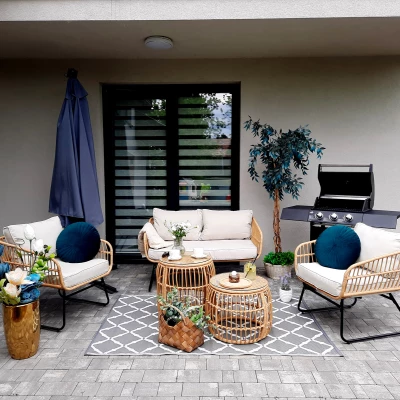 Zostava záhradného nábytku CHANEL - hnedá / čierna / šedá Zostava záhradného nábytku CHANEL - hnedá / čierna / šedá