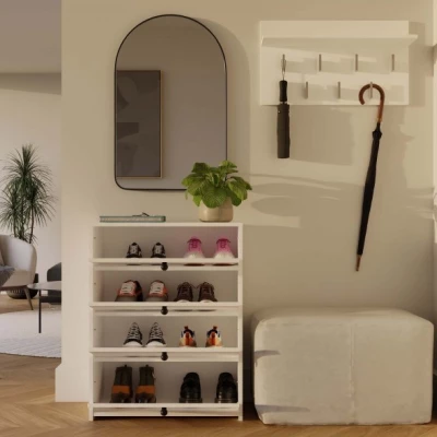 Botník s výklopnými dvierkami ZAYAN - biely