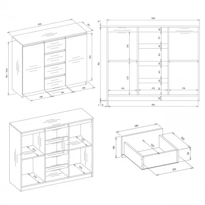 Kombinovaná široká komoda ELBE - kašmír