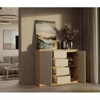 Kombinovaná široká komoda ELBE - dub artisan / kašmír