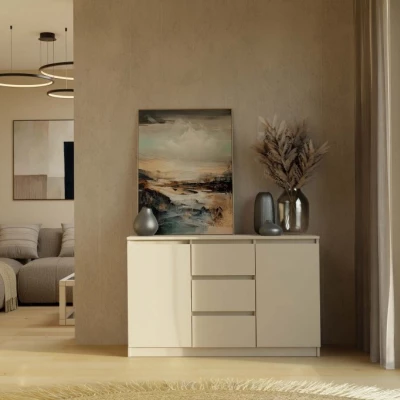 Široká komoda so šuplíkmi a dvierkami ELBE - kašmír