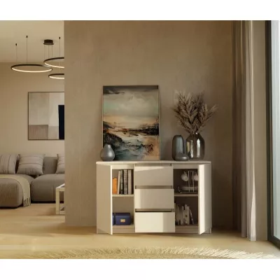 Široká komoda so šuplíkmi a dvierkami ELBE - kašmír