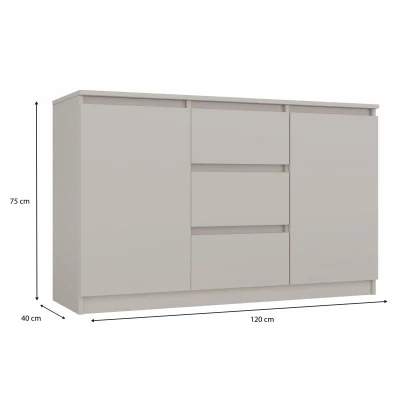 Široká komoda so šuplíkmi a dvierkami ELBE - kašmír