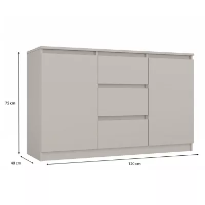 Široká komoda so šuplíkmi a dvierkami ELBE - kašmír