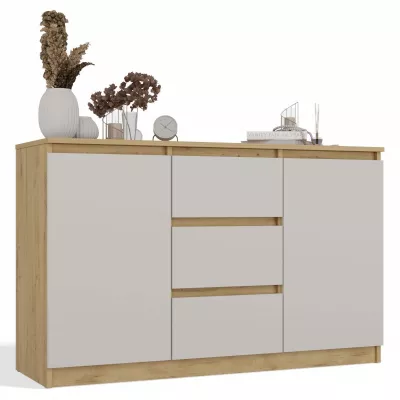 Široká komoda so šuplíkmi a dvierkami ELBE - dub artisan / kašmír