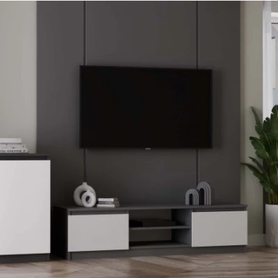 Úzka kombinovaná komoda ELBE - antracit / biela