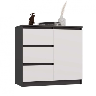 Úzka kombinovaná komoda ELBE - antracit / biela