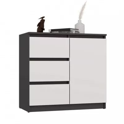 Úzka kombinovaná komoda ELBE - antracit / biela