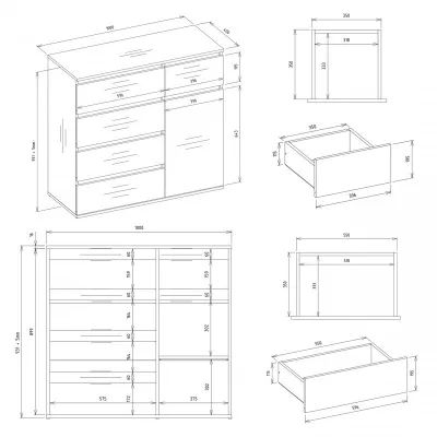 Komoda so šuplíkmi ELBE - biela