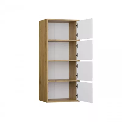 Úzka komoda s dvierkami ATALLA - dub artisan / biela