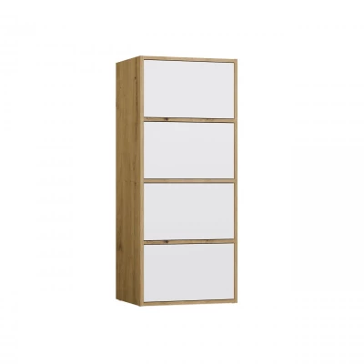 Úzka komoda s dvierkami ATALLA - dub artisan / biela