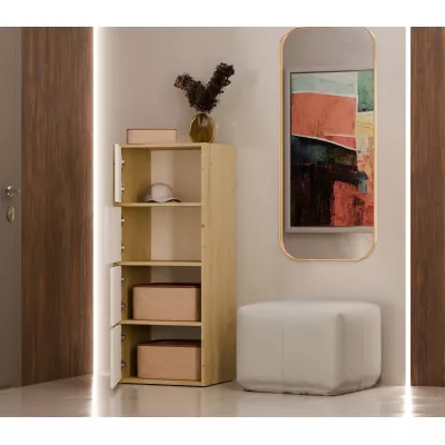 Úzka komoda s dvierkami ATALLA - dub artisan / biela