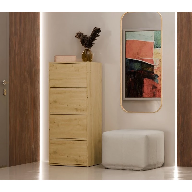 Úzka komoda s dvierkami ATALLA - dub artisan