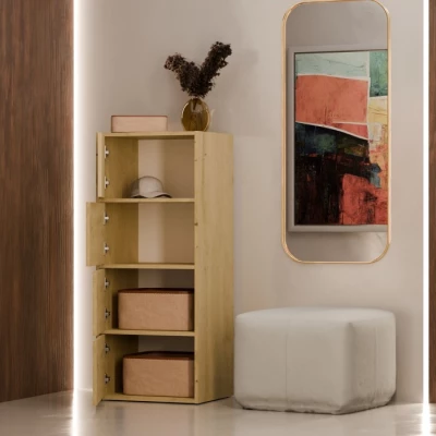 Úzka komoda s dvierkami ATALLA - dub artisan