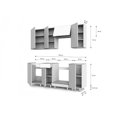 Kuchynská linka 200/200 cm TAMPURI - dub evoke / čierna