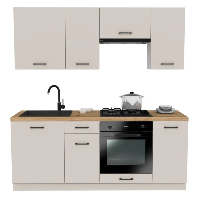 Kuchynská linka 200/200 cm TAMPURI - kašmír / dub evoke