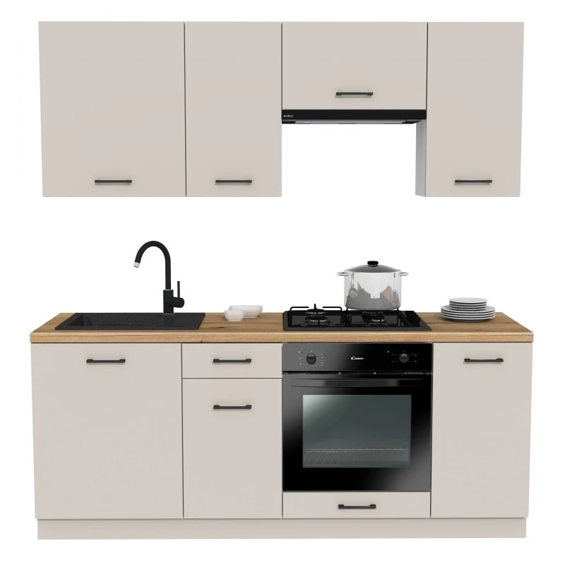 Kuchynská linka 200/200 cm TAMPURI - kašmír / dub evoke