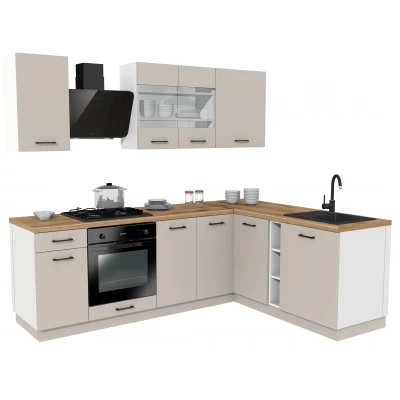 Rohová kuchynská linka 240x180 cm TAMPURI - kašmír / dub evoke